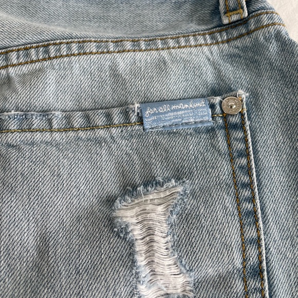 7 For All Mankind Denim Mini Skirt Frayed Cut Off Hem Light Wash Sz27 NEVER WORN - Picture 4 of 7